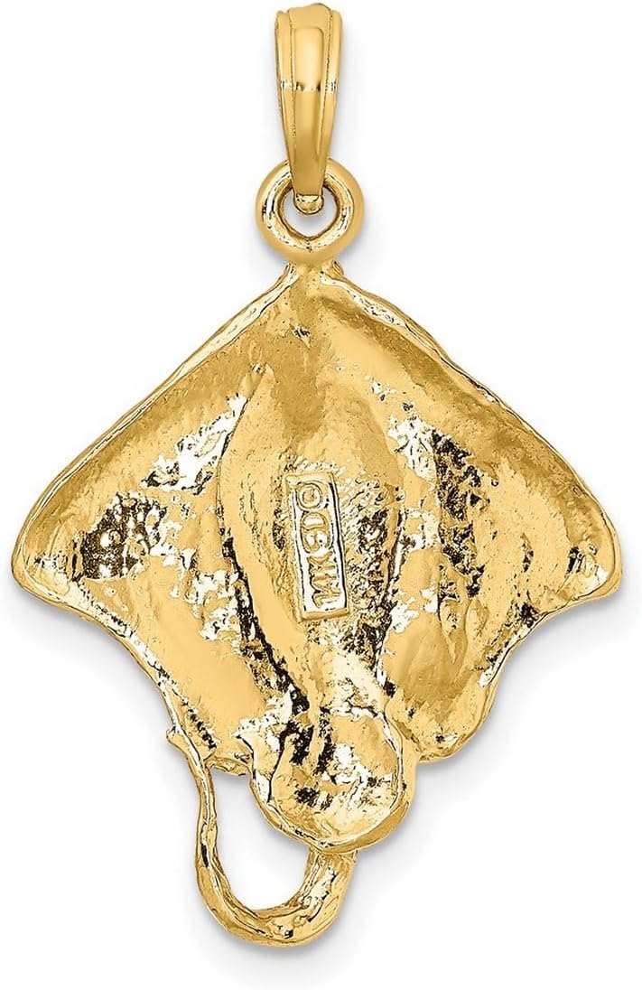 JewelryWeb 19.6mm 10k Solid Yellow Gold Stingray With Polished Edge Charm Pendant Necklace for Women - Image 4