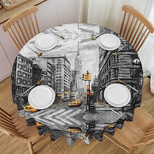 Faduni Nappe ronde Love From New York – 152,4 cm lavable en polyester – Nappe décorative pour cuisine, salle à manger, fête, camping
