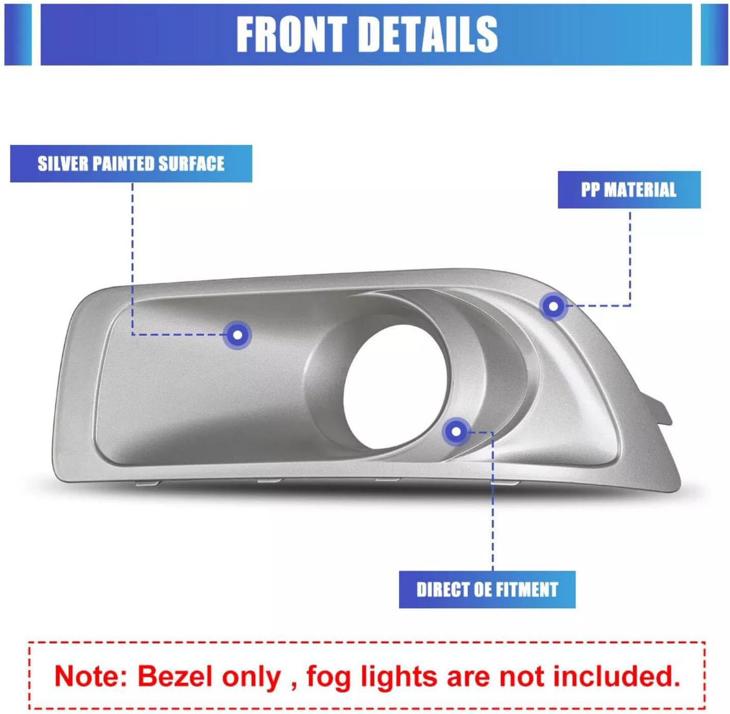 GearUp 1 Pair Front Driving Fog Light Bezel Cover for Subaru Outback 2010 2011 2012 Replaces 57731AJ43A, 57731AJ42A - Image 3
