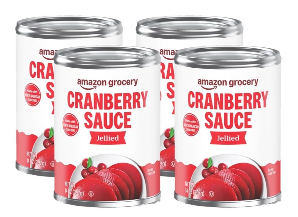 Amazon Grocery, Jellied Cranberry Sauce, 14 Oz (Previously Amazon Fresh, Packaging May Vary) (Pack of 4)