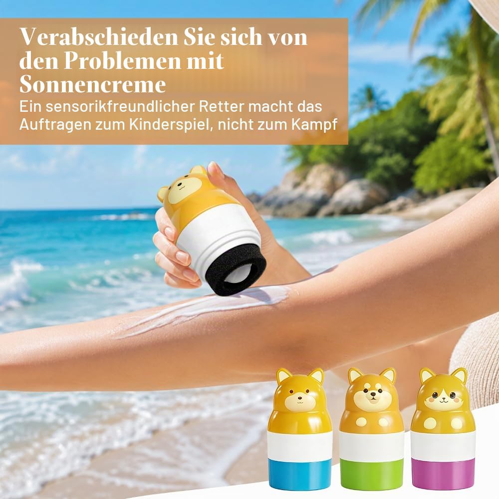 Foreverup 3 Stück Sonnencreme Applikator, 100ml Sonnencreme Roller Nachfüllbar, Sunscreen Applicator, Tragbarer Sonnencreme Rolle für Sonnencreme, Sonnenmilch, Lotion, Erwachsene, Familien