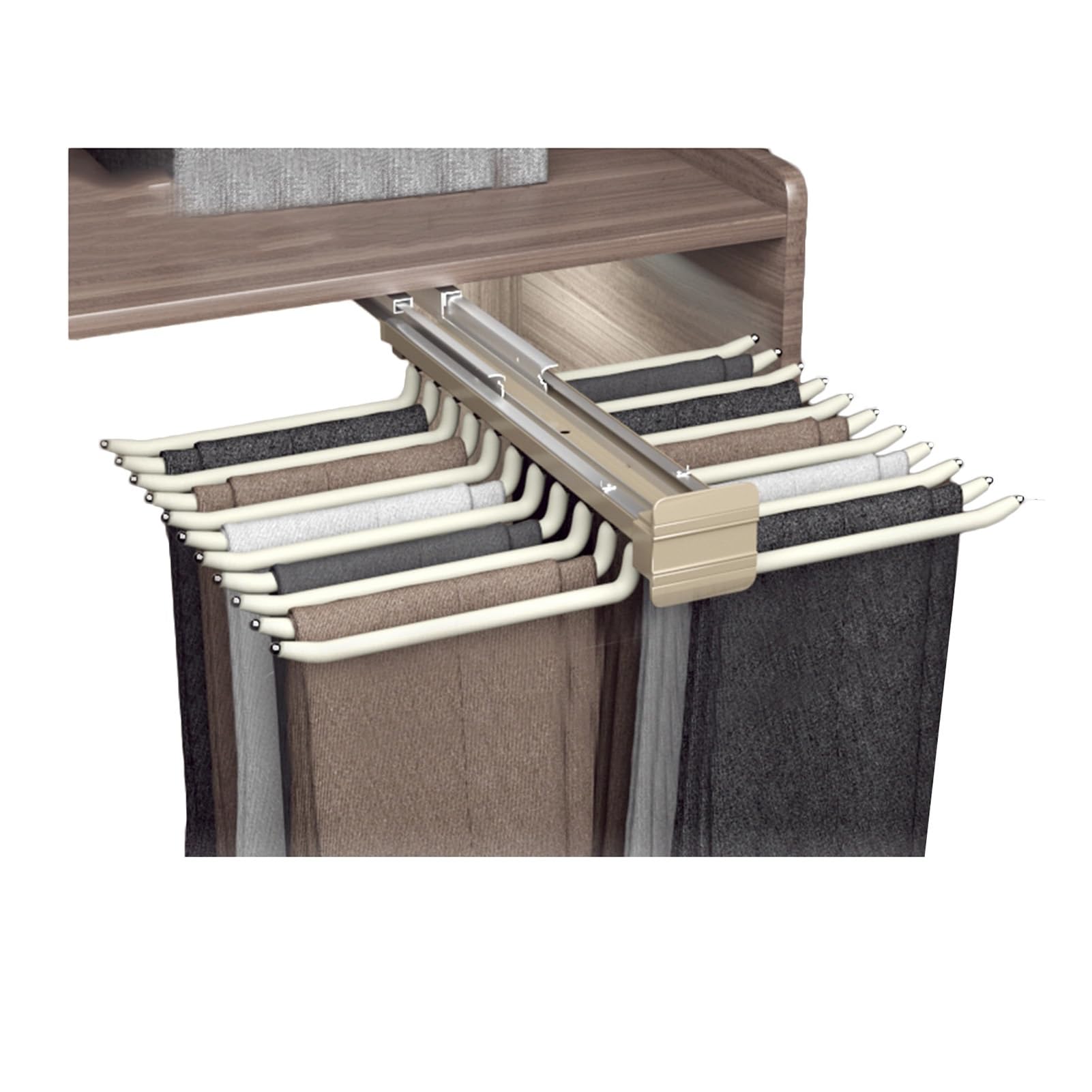 Portant à pantalons coulissant extensible avec tiroir et double rangée de 22 bras
