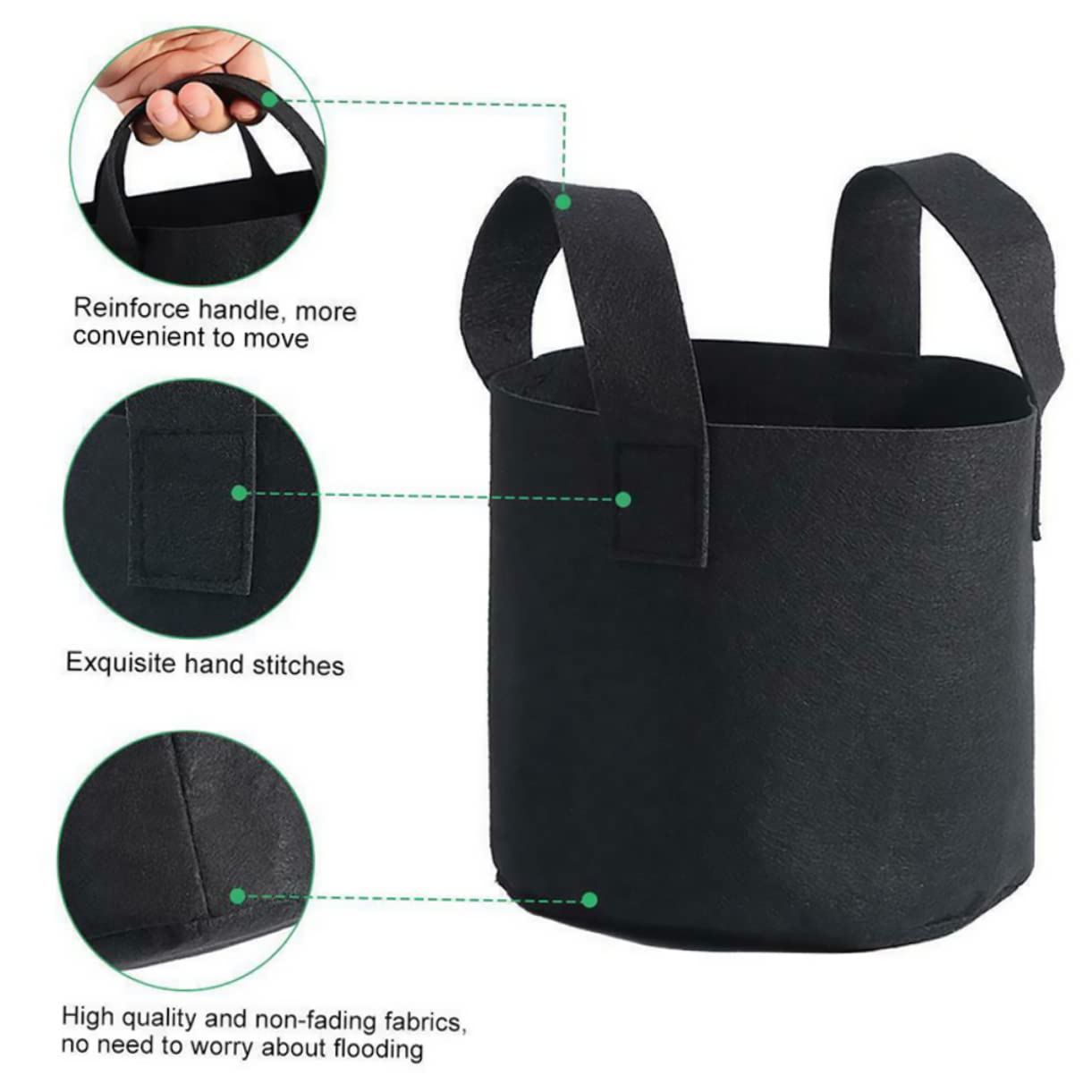 VANZACK 9 Piezas Bolsa de Fieltro para Plantar Bolsa en Crecimiento Bolsa de Cultivo de Fresas maceteros Verduras Bolsa de guardería Bolsa de Almacenamiento de Plantas Vegetal