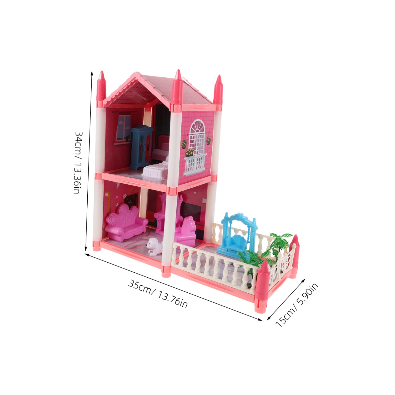 BESPORTBLE Dollhouse Kit 2-Rooms Terrace DIY Building Set Boys and Girls Playhouse Toy for Girls
