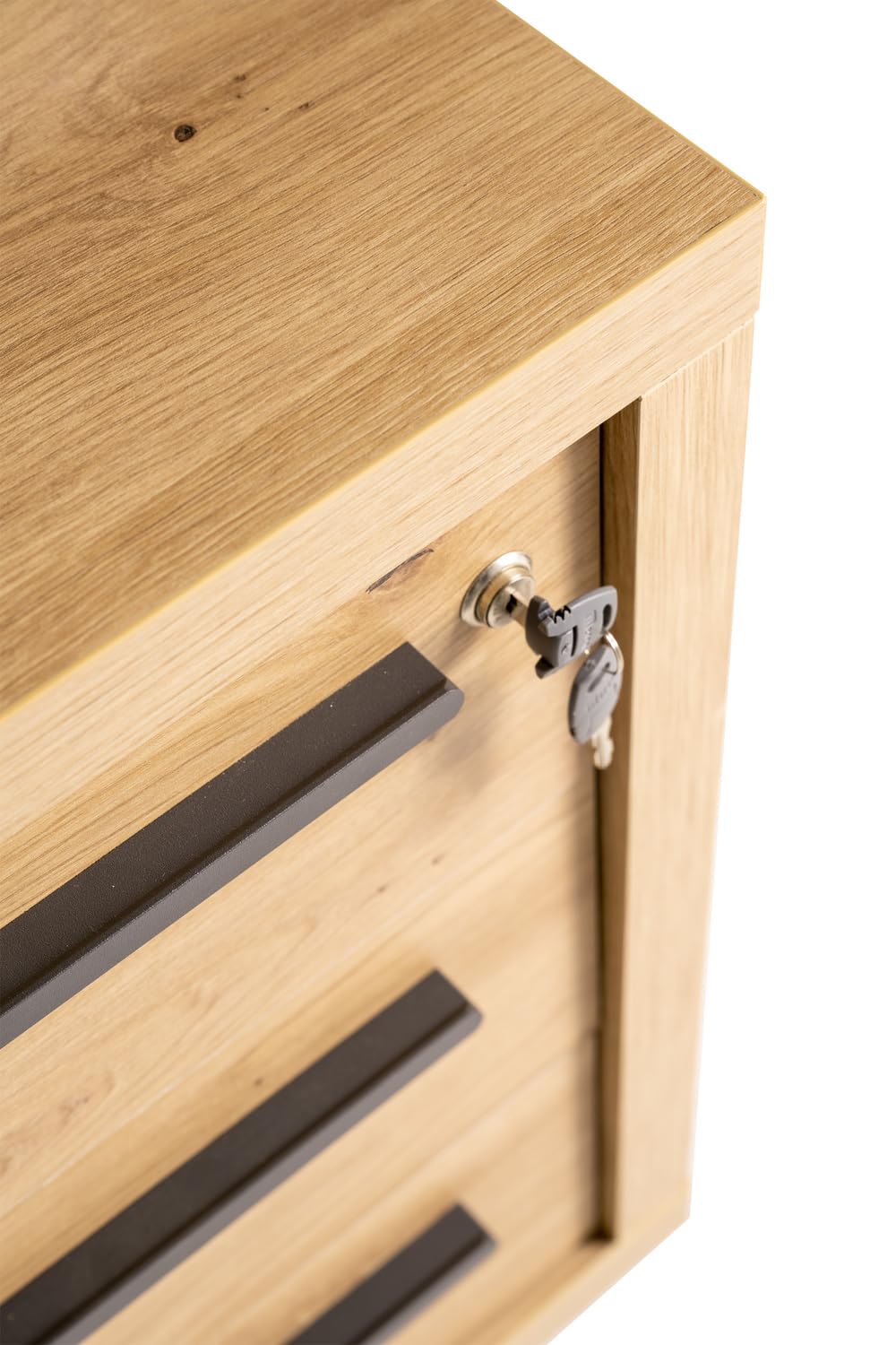 Composad | Cassettiera della Linea RILEGA con 3 Cassetti, Serratura e Ruote, Cassettiera Ufficio Moderna, Archivio, (LxAxP) 53,6x63,4x44,7 cm, Rovere Oak Mielato, Made in Italy