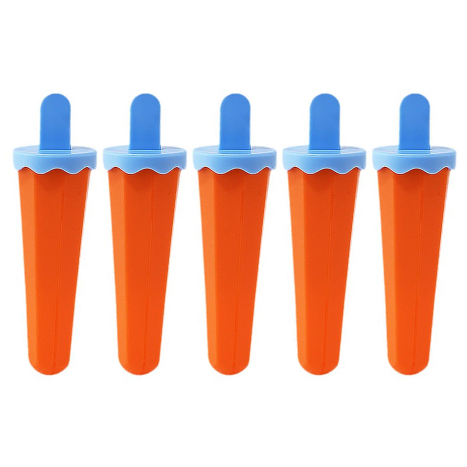 MALSSE 5Pcs Silicone Ice Cream Molds with Drip Guards Easy Release Silicone Popsicles Molds Ice Lollys Popsicles Stick Mold