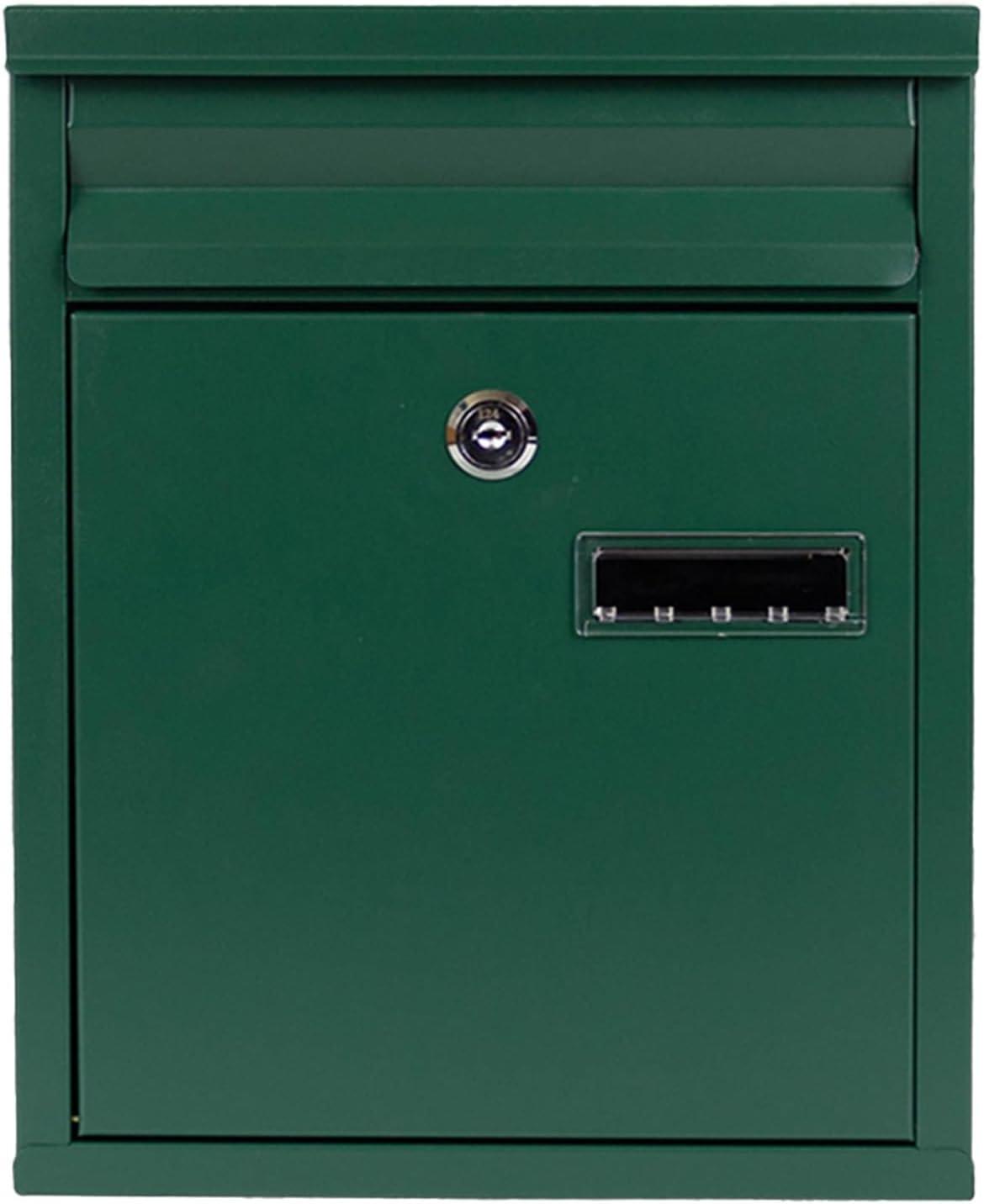 Small Lockable Mailbox, Galvanized Sheet Drop Box for Mails, Newspapers, and Cards, Outdoor House Mailbox with Key Lock (Green)