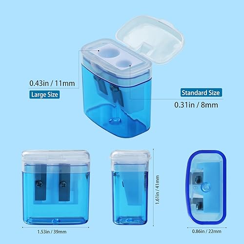 Miniatura 2 de Paquete de 24 sacapuntas con tapa sacapuntas manuales compactos de doble agujero con tapa y receptáculo sacapuntas de mano portátiles coloridos para