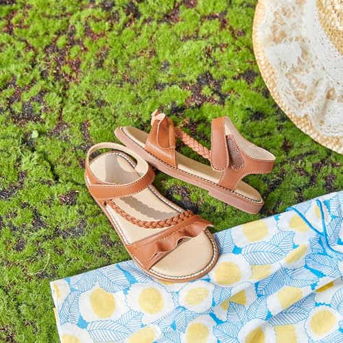 Image of PHIRAMIN Toddler Girl Sandals - Flower Girl Dress Shoes Open Toe Little Kid Flats
