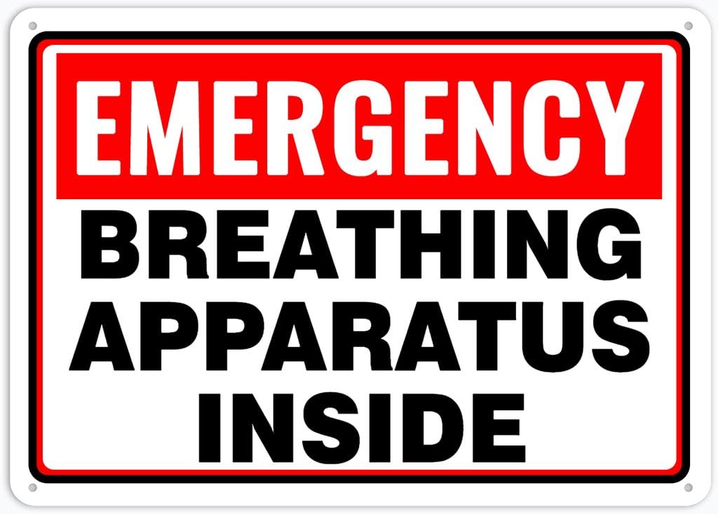 8"x12" Tin Metal Sign - Emergency Breathing Apparatus Inside - Decorative Wall Sign For Home, Gate, Garden, Bars, Restaurants