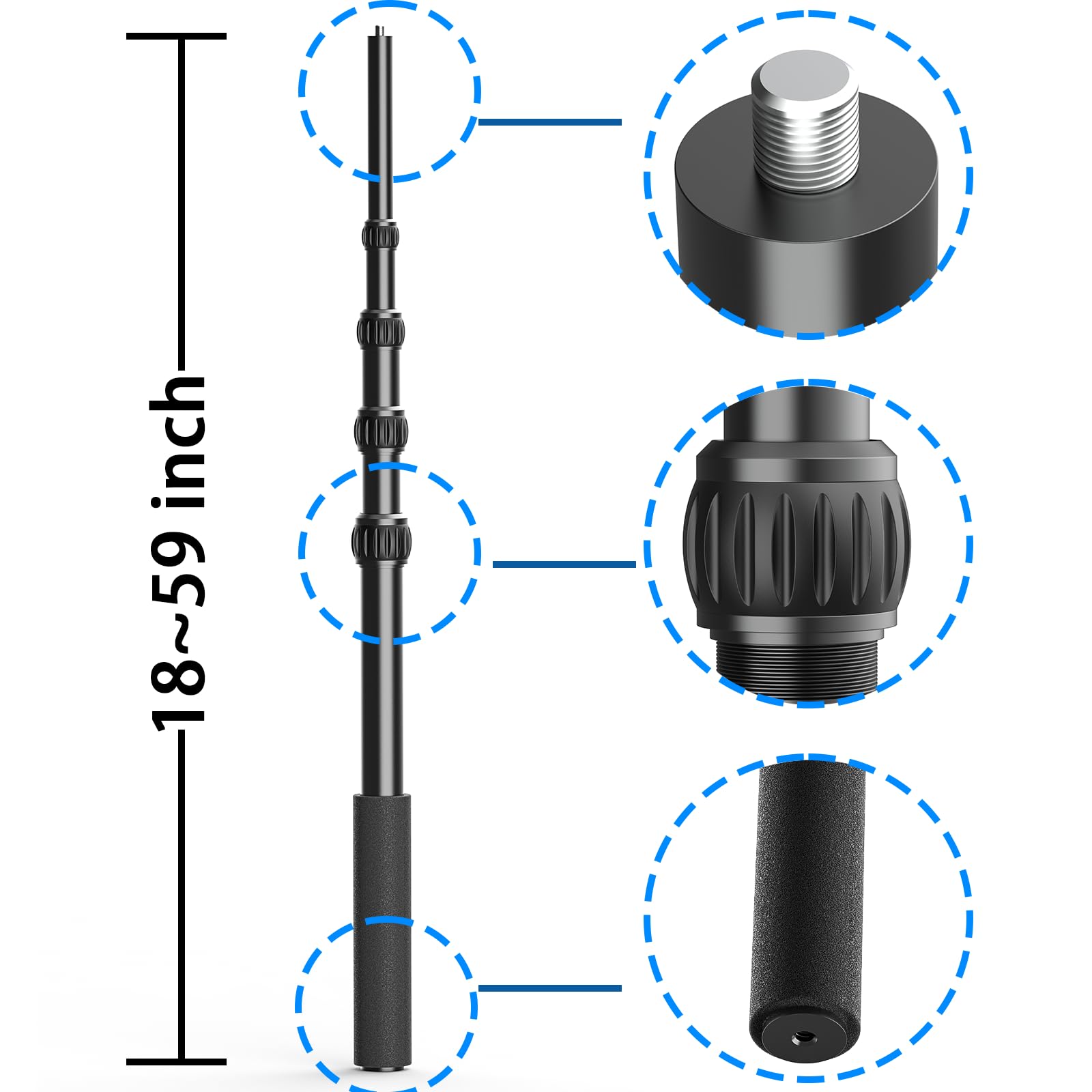 Motorcycle Camera Mount for Insta360 X5 X4 - Bike Handlebar Clamp with 59 Extendable Selfie Stick - Universal Fit for Insta360 X3X2ONE RS & GoPro Accessories product thumbnail 3