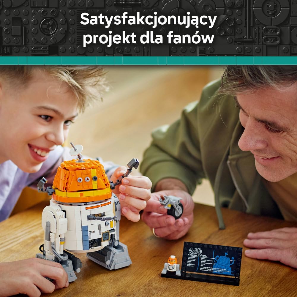 LEGO Star Wars Droid astromechaniczny Chopper (C1-10P), zabawka dla dziecka do zbudowania, zestaw konstrukcyjny dla 10-latka z figurką, pomysł na prezent dla chłopca, dziewczynki, całej rodziny 75416