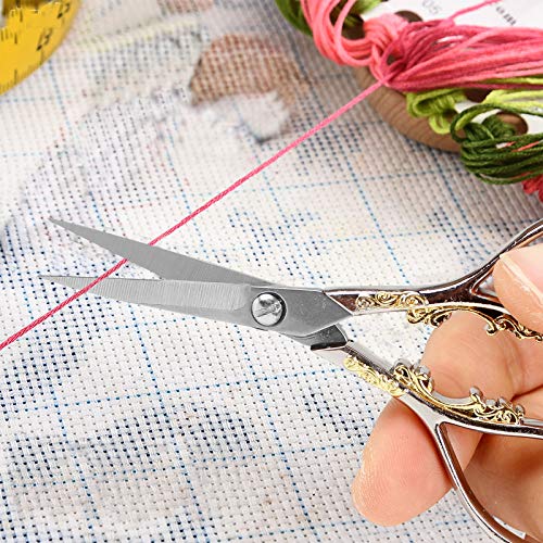Bihrtc 4.33 Inches Vintage European Style Stainless Steel Auspicious Clouds Scissors For Needlework, Embroidery, Sewing, Craft, Art Work & Everyday Use (Silver) #TOP6