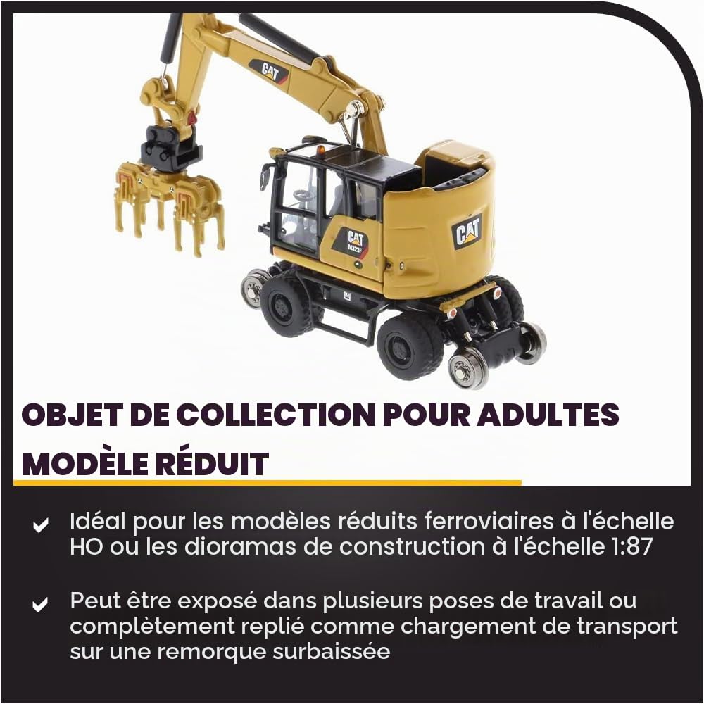 Caterpillar Diecast Masters 85656 - Excavateur à Deux Voies sur Voie M323F, échelle 1/87, env. 9,5 x 3,4 x 4,6 cm, à partir de 14 Ans