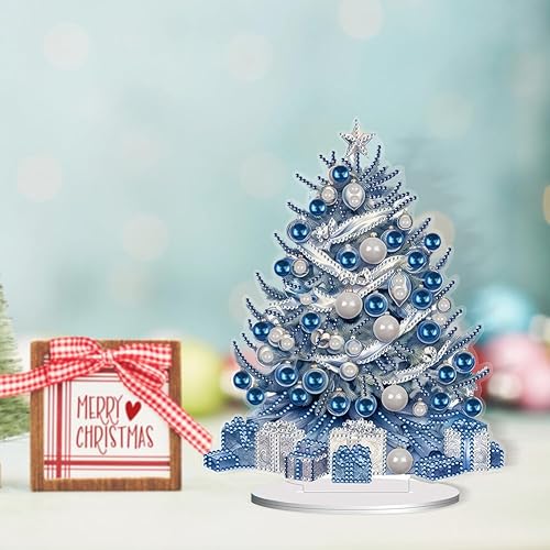 Miniatura 8 de Orgone Pintura de diamantes para árbol de Navidad, kit de adornos de escritorio para adultos, arte de diamantes pintura acrílica por números,