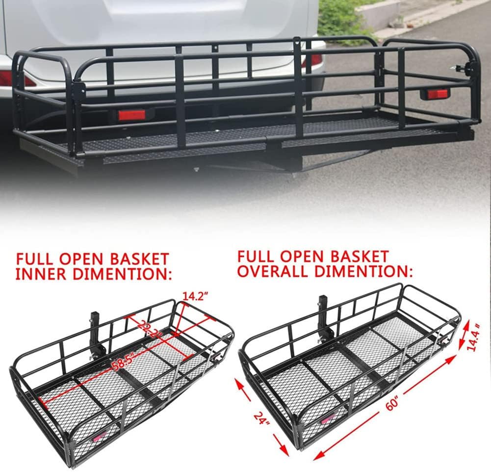 Mobility Scooter Carrier Cargo Hitch Mount Folding Luggage Basket 60" X 24" X 14.4" with 360 LB Capacity for 2" Receiver Car SUV Pickup