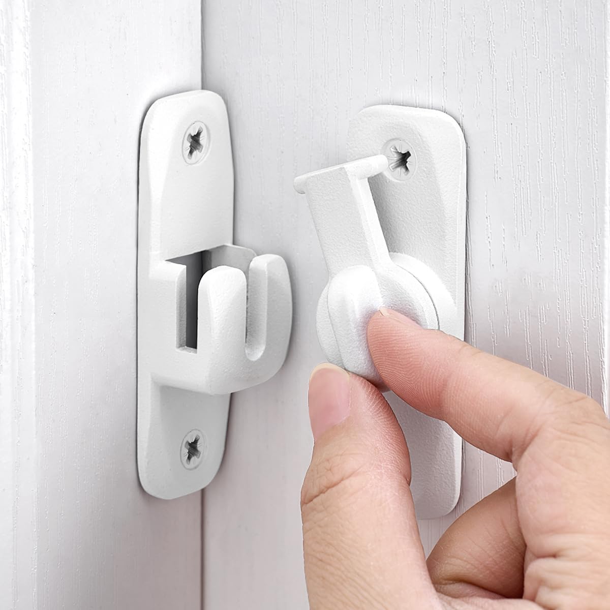 3 Packs Matte White Barn Door Latches,90/180 Degree Gate Lock_B