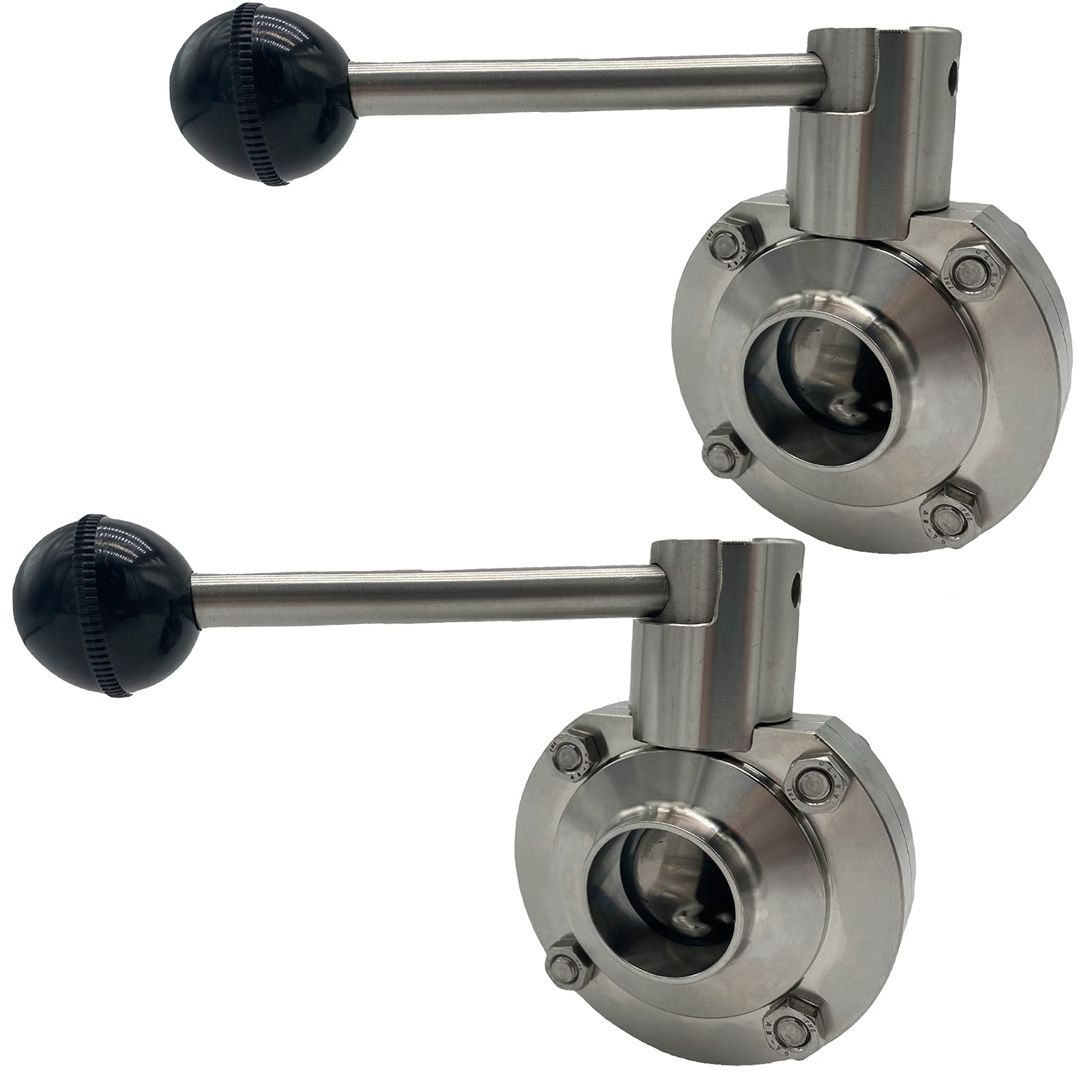 SDF Stainless Steel Sanitary Welding Manual Butterfly Valve, 1-1/4” (1.25 Inch) NPT (part of 2) (1-1/4")
