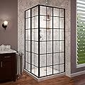 DreamLine French Corner 34 1/2 in. D x 34 1/2 in. W x 72 in. H Framed Sliding Shower Enclosure in Satin Black, SHEN-8134340-89