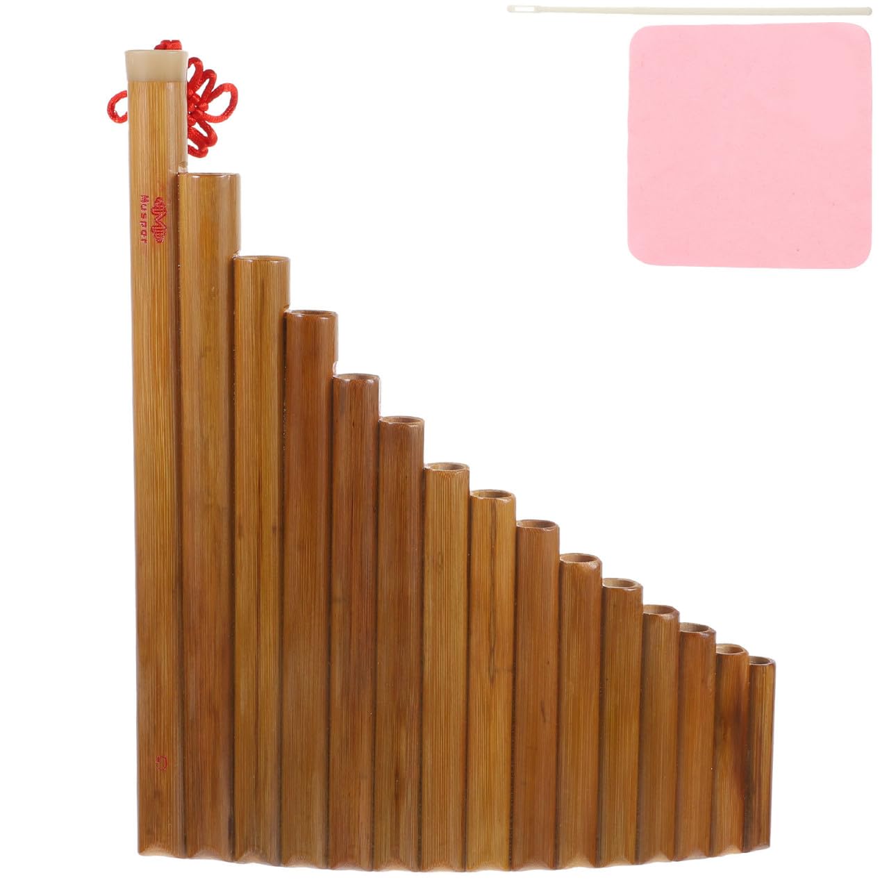 Flauto di Pan Verticale in Bambù 15 Tubi Tonalità G | 1 Pezzo Marrone, Lavorazione Fine, Include Bastoncino per Pulizia e Panno Dedicato Colore Casuale Stile Casuale