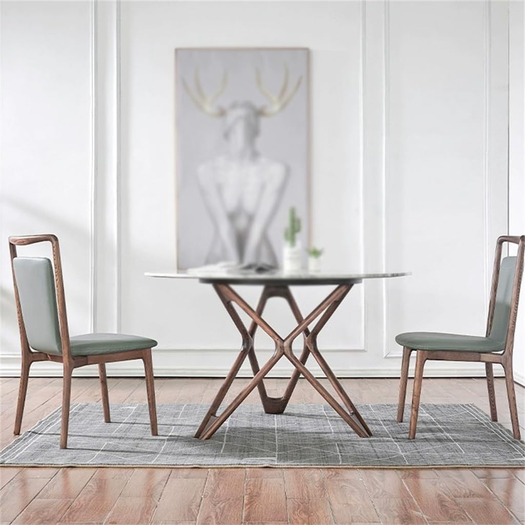 Dining Chair Solid Wood Ash Upholstered Leather Backrest