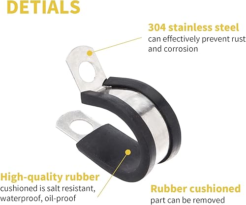 Miniatura 5 de Maexxna 24 abrazaderas de alambre de acero inoxidable 304 abrazaderas de cable de goma, abrazadera de tubo para cableado, líneas, mangueras y cables