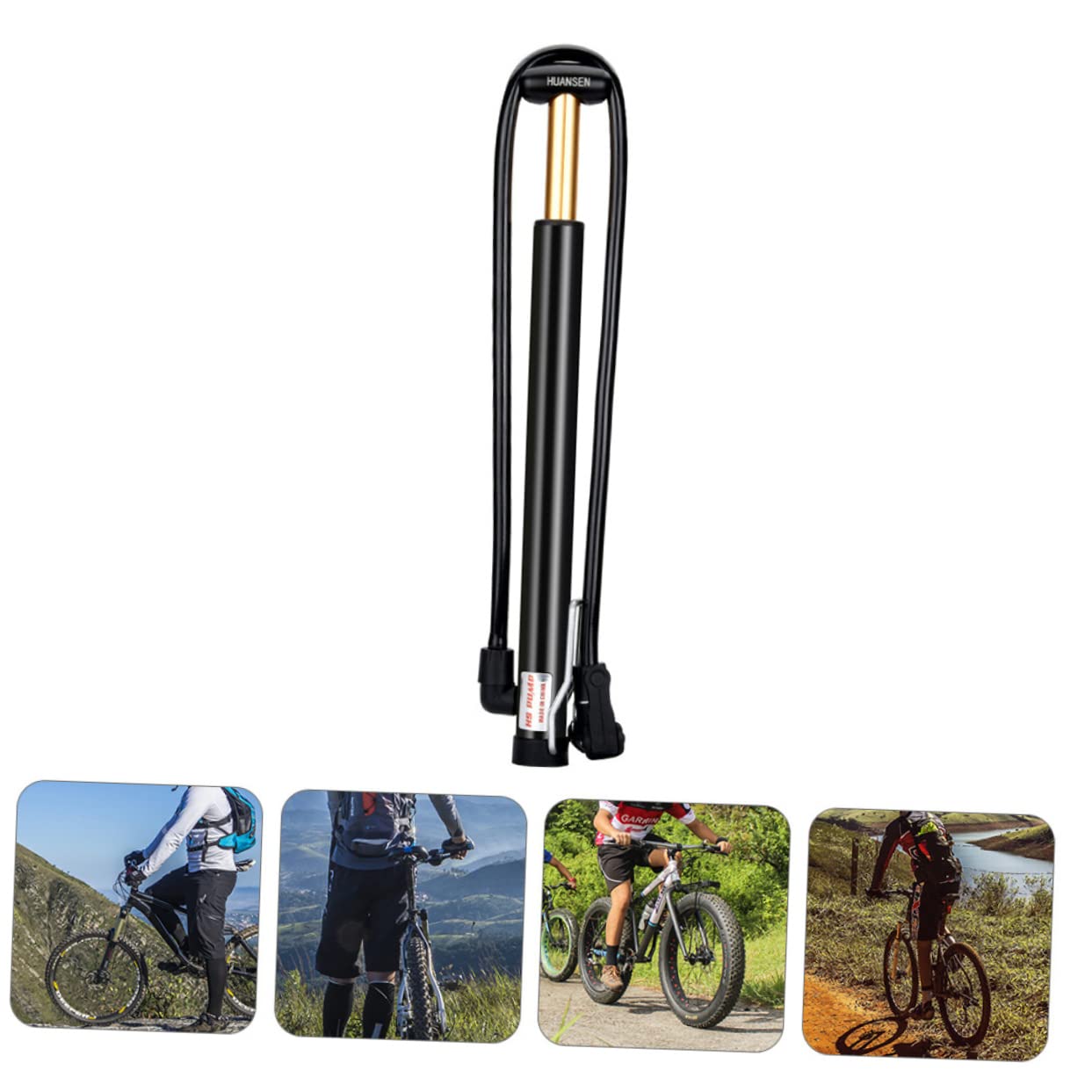 GOOHOCHY Portable Air Pump for Bikes 90psi High Pressure Road Mountain Bikes Inflatable Balls Us French Nozzles Strong Locking System