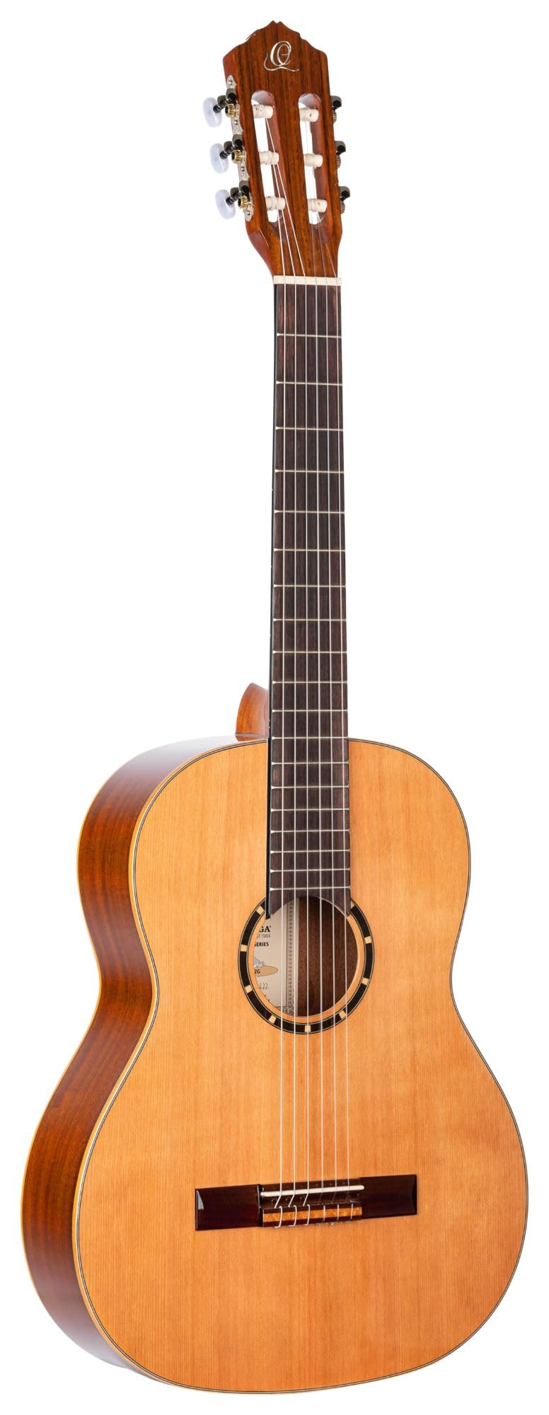 Ortega Guitars 4/4 Konzert Gitarre – Family Series – Inklusive Gig Bag – Zeder, Mahagoni, Hochglanz Natur (R122G)