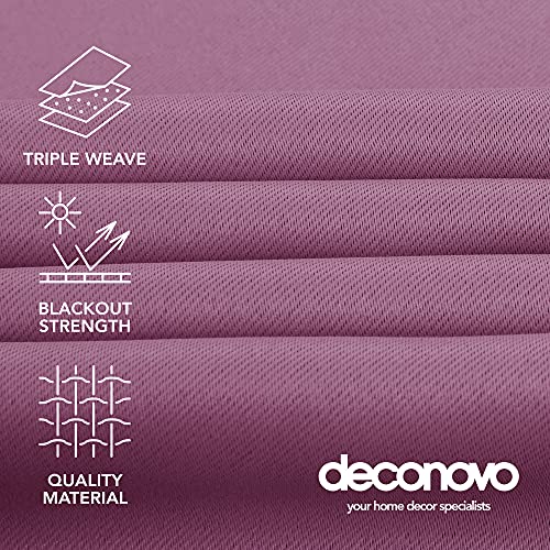 Image of Deconovo Fuchsia Pink Blackout Grommet Thermal Insulated Drapes and Curtains for Living Room, 52x84 Inch