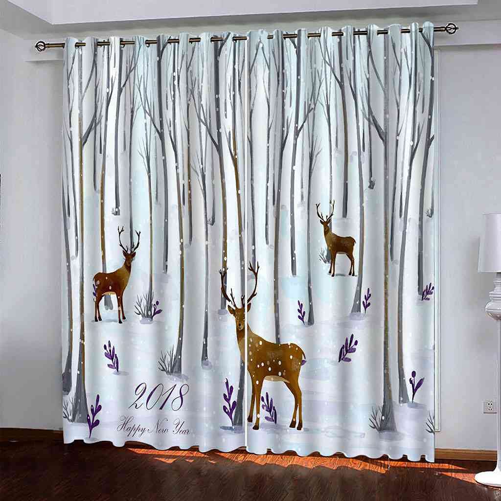 Rideaux de salon motif neige 3D pour chambre d'enfant cocooning