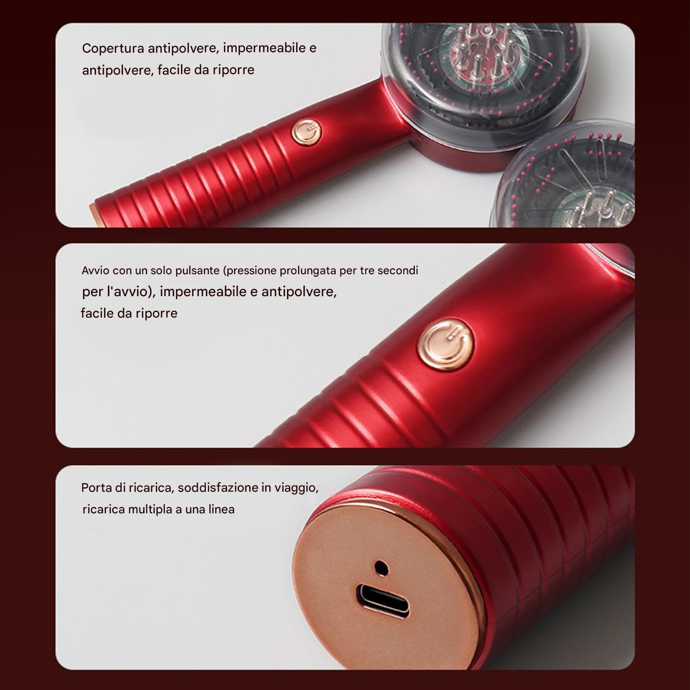 Kopfhaut-Massagegerät - Wiederaufladbares Kopfmassagegerät für Follikel - Wasserdichter Vibrationskamm Damen Körperpflege Schönheit Zuhause Reisen Regeneration