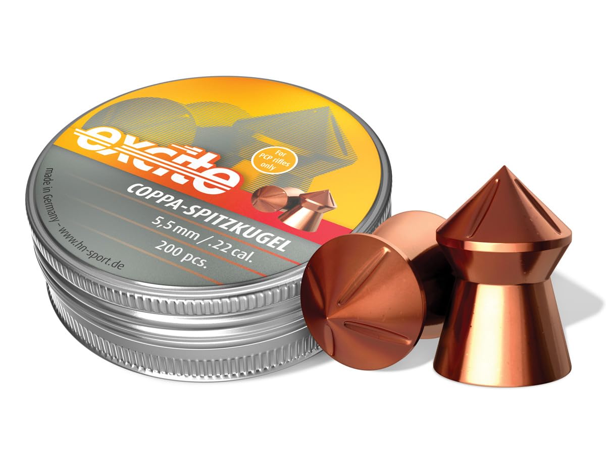 H&N Excite Coppa-Spitzkugel Pointed Airgun Pellets .22 Caliber / 16.05 Grains (200 Count)
