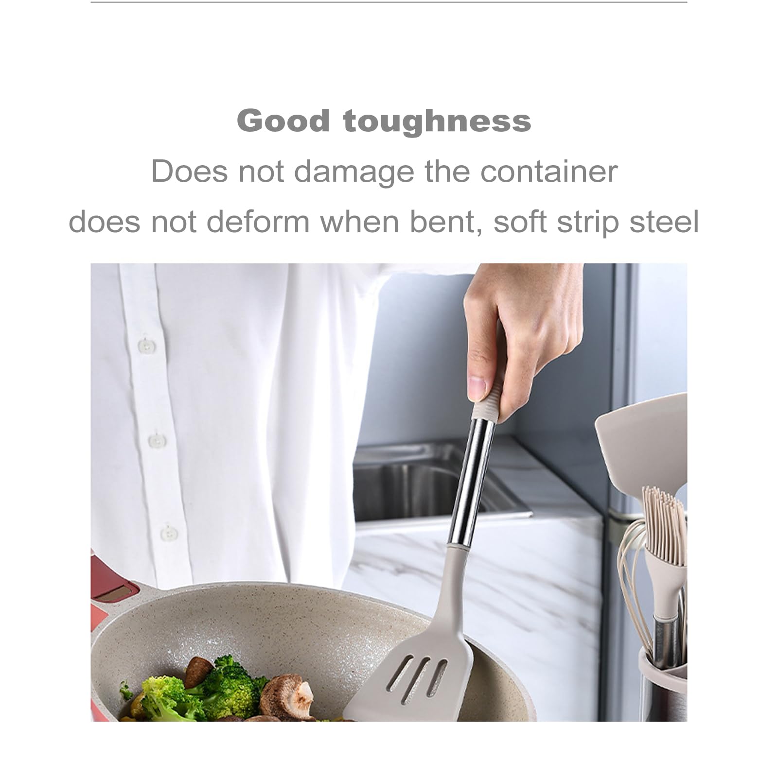 Küchenhelfer Set, Silikon Küchenutensilien Kochutensilien Set, Antihaft Hitzebeständiger Kochbesteck Set Mit Edelstahlgriff, Gesund & Langlebig, Spülmaschinengeeignet, 11 Stück,Black