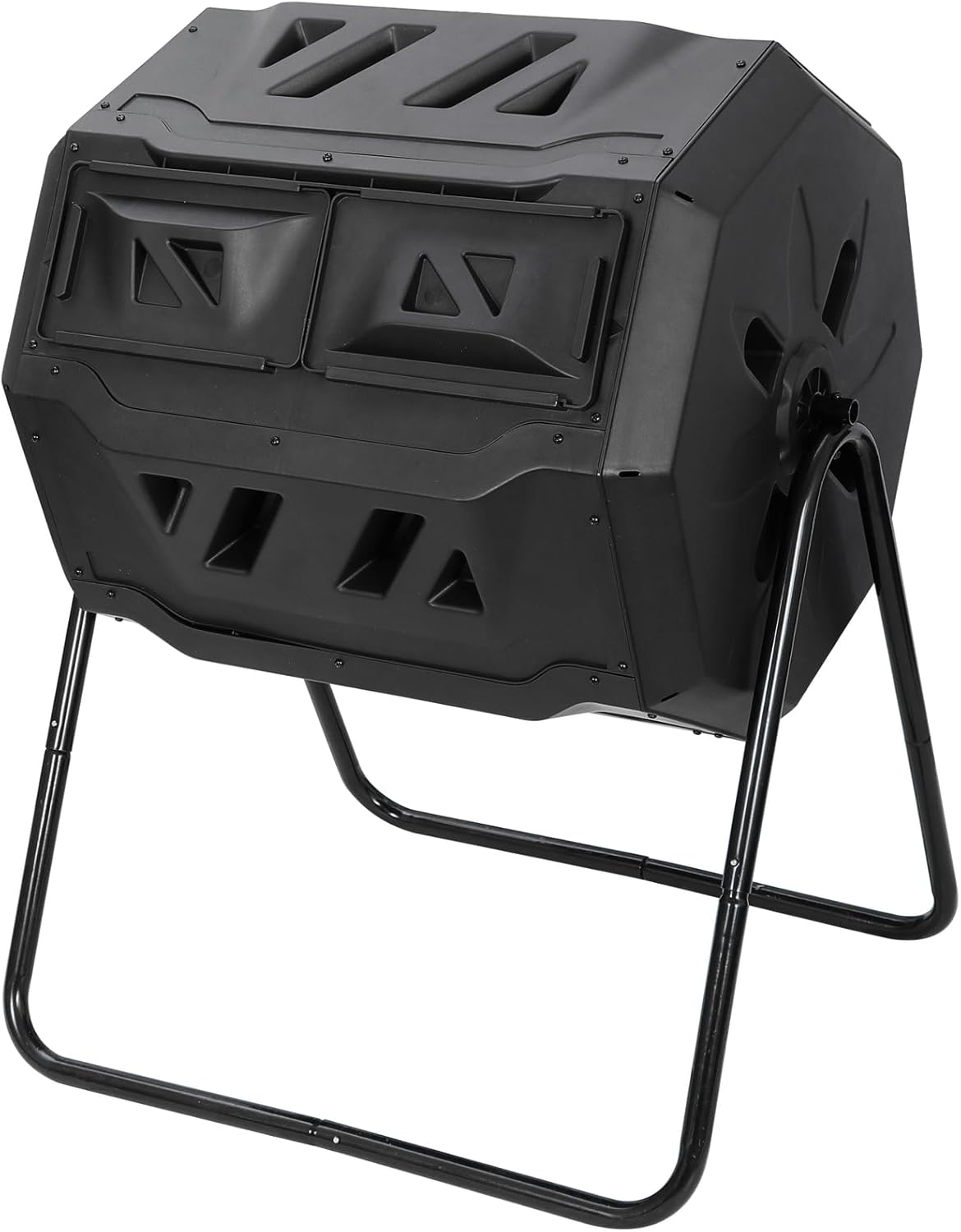 43 Gallon Compost Tumbler Durable Garden Dual Chamber 360° Rotating Composter Bin Black