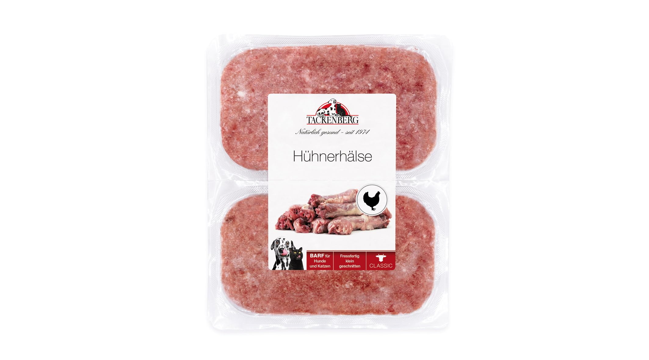 TACKENBERG Barf gewolfte Hühnerhälse für Hunde - 14 x 500 g - leckeres Frostfleisch als Hundefutter in Premiumqualität - geeignetes Gefrierfutter für deinen Vierbeiner - ohne Zusatzstoffe