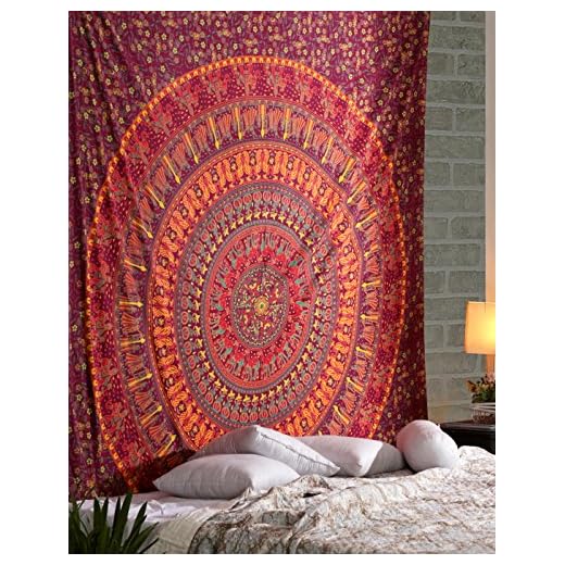RAJRANG Grandi arazzi per decorazioni murali - 229 x 213 cm - colore rosso - arazzo mandala, camera da letto, copriletto, decorazioni per la casa