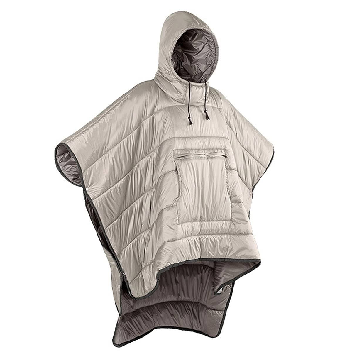 Hoodie Quilted Warm Poncho-Wearable Thermal Blanket-Windbreaker Coat Cloak-Camp Sleeping Bag Lightweight for Unisex Beige