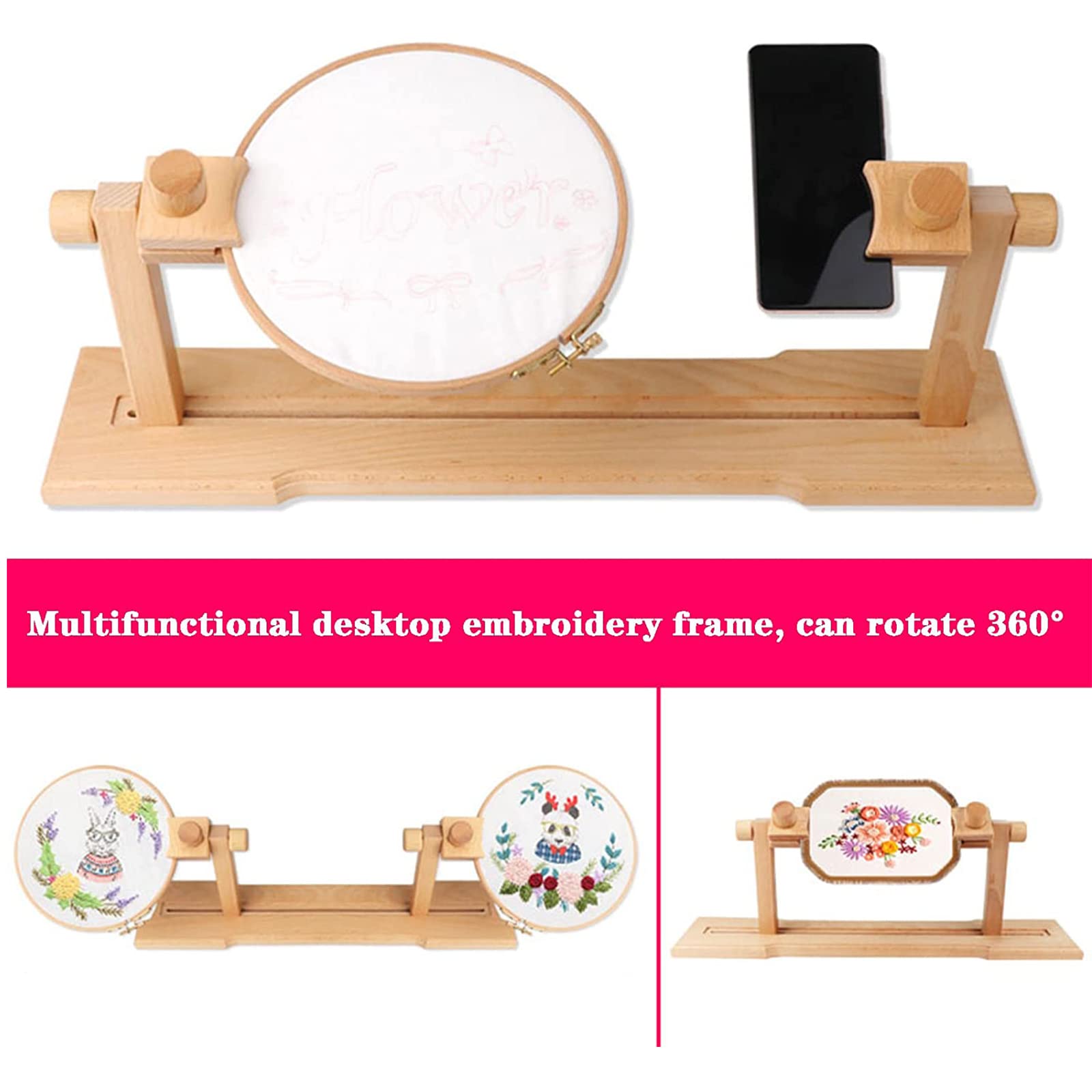 Supporto Regolabile Per Ricamo A Punto Croce - 6 Cerchi, Girevole 360° - Foto 3