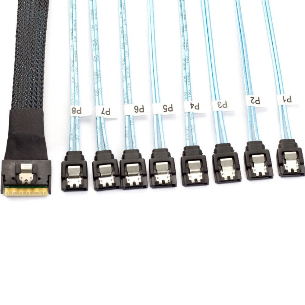 PCI-E Slimline SAS SFF-8654 8I a 8 Puertos SATA Cable de conversión de Disco Duro (0.8m,Black)