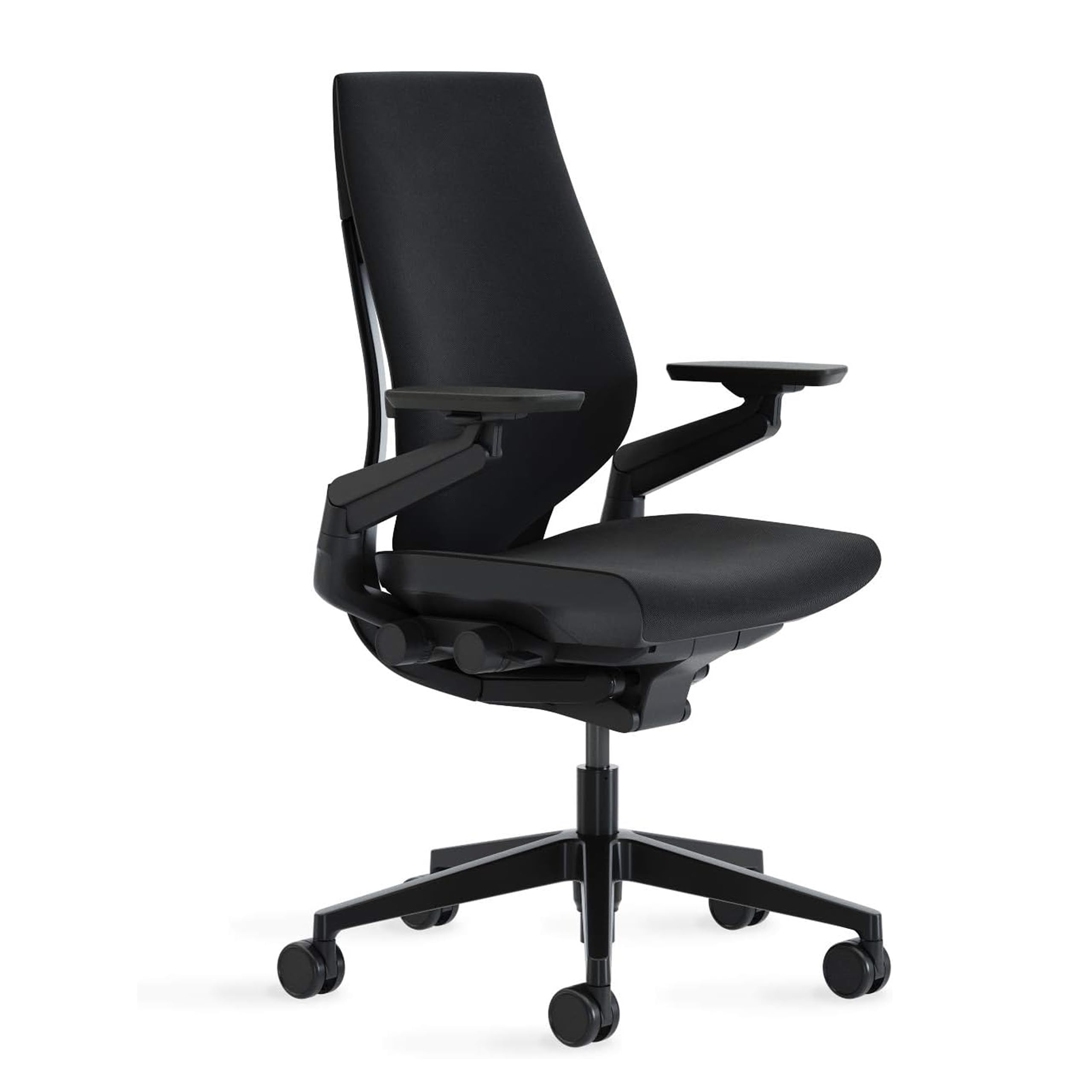 Steelcase Gesture Office Chair - Ergonomic Work Chair with Wheels for Carpet - Comfortable - Intuitive-to-Adjust for Desk - 360-Degree Arms - Licorice Fabric, Dark Frame