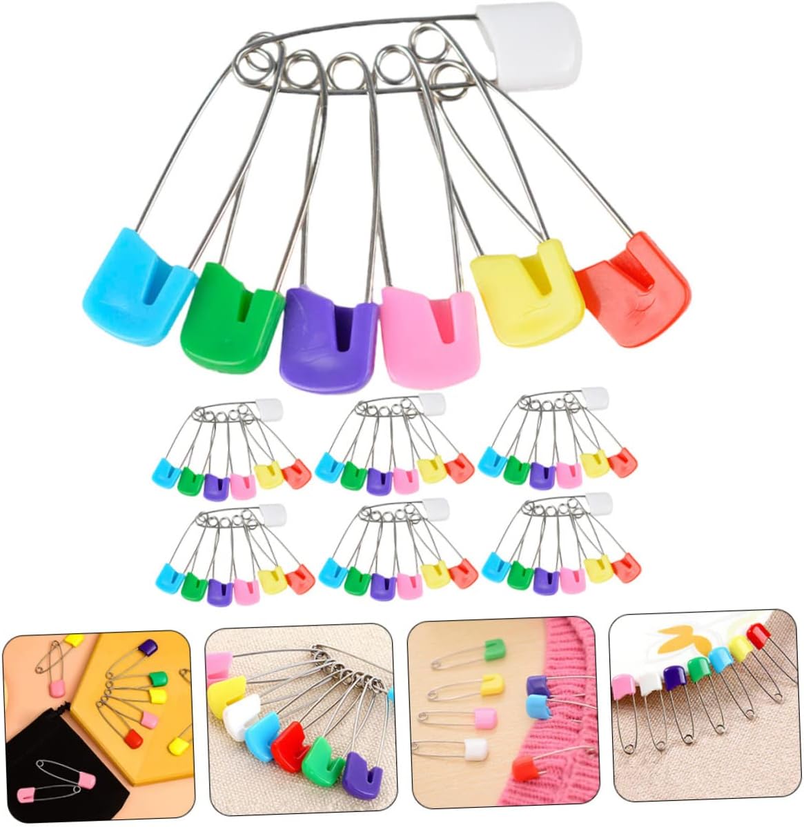 100pcs Safety Pins with Locking Heads Diaper Fasteners for Clothing Crafts and Scarves Durable Lightweight for Everyday Use