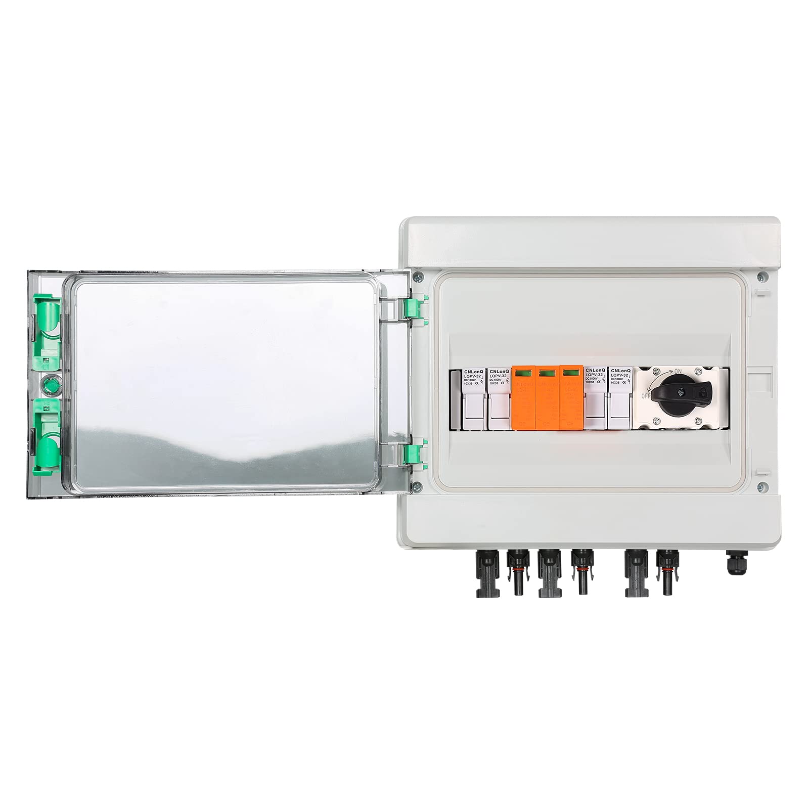 Jadeshay Scatola Combinatrice Fotovoltaica,2 Stringhe Solar PV Combiner Box DC1000V con 2P 32A Interruttore Automatico 40KA Protezione Contro Le Sovratensioni 15A Fusibili per Sistema Solare