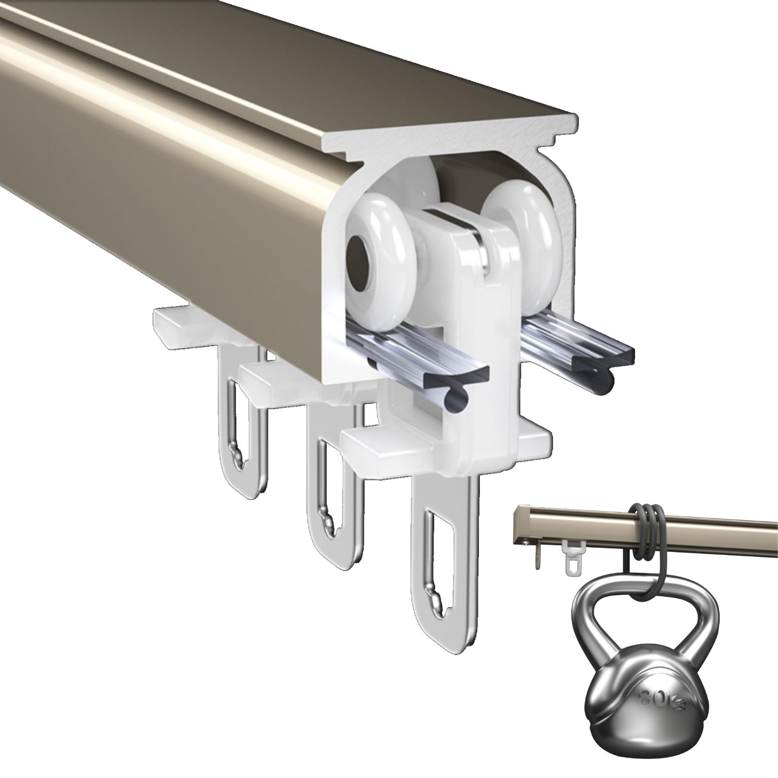 Rail de rideau de plafond en aluminium robuste 6m de long avec visserie