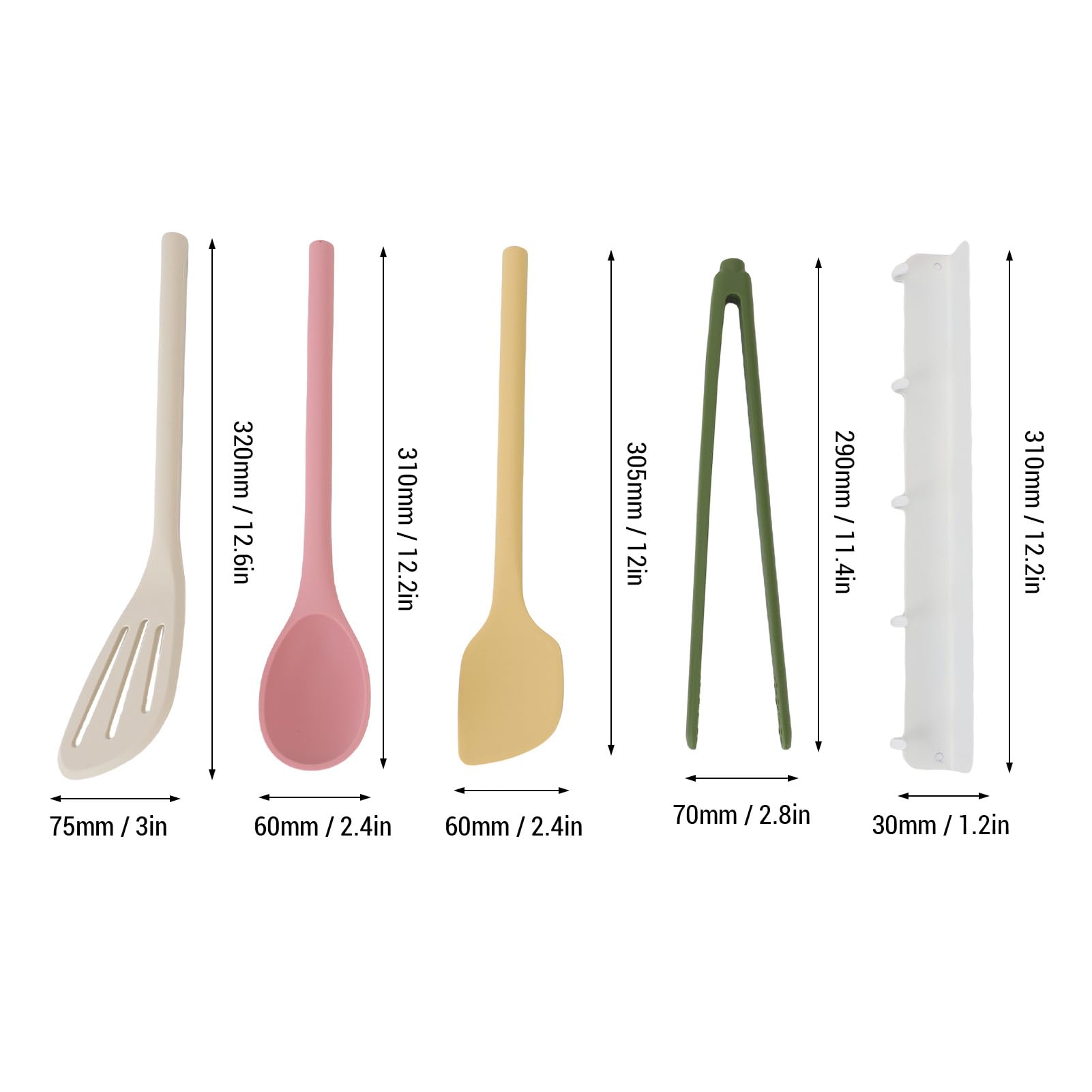 Set di Utensili da per Chef Domestico, Utensili da in Silicone Antiaderente con Supporto, Spatola Termica, Cucchiaio, Spatola per Cuocere al Forno e Friggere