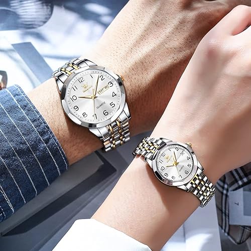 Miniatura 4 de OLEVS Reloj de Pareja San Valentín Relojes a Juego para Parejas Para Él y Ella Conjunto de Pareja Reloj de Pulsera Hombres y Mujeres Amantes Boda