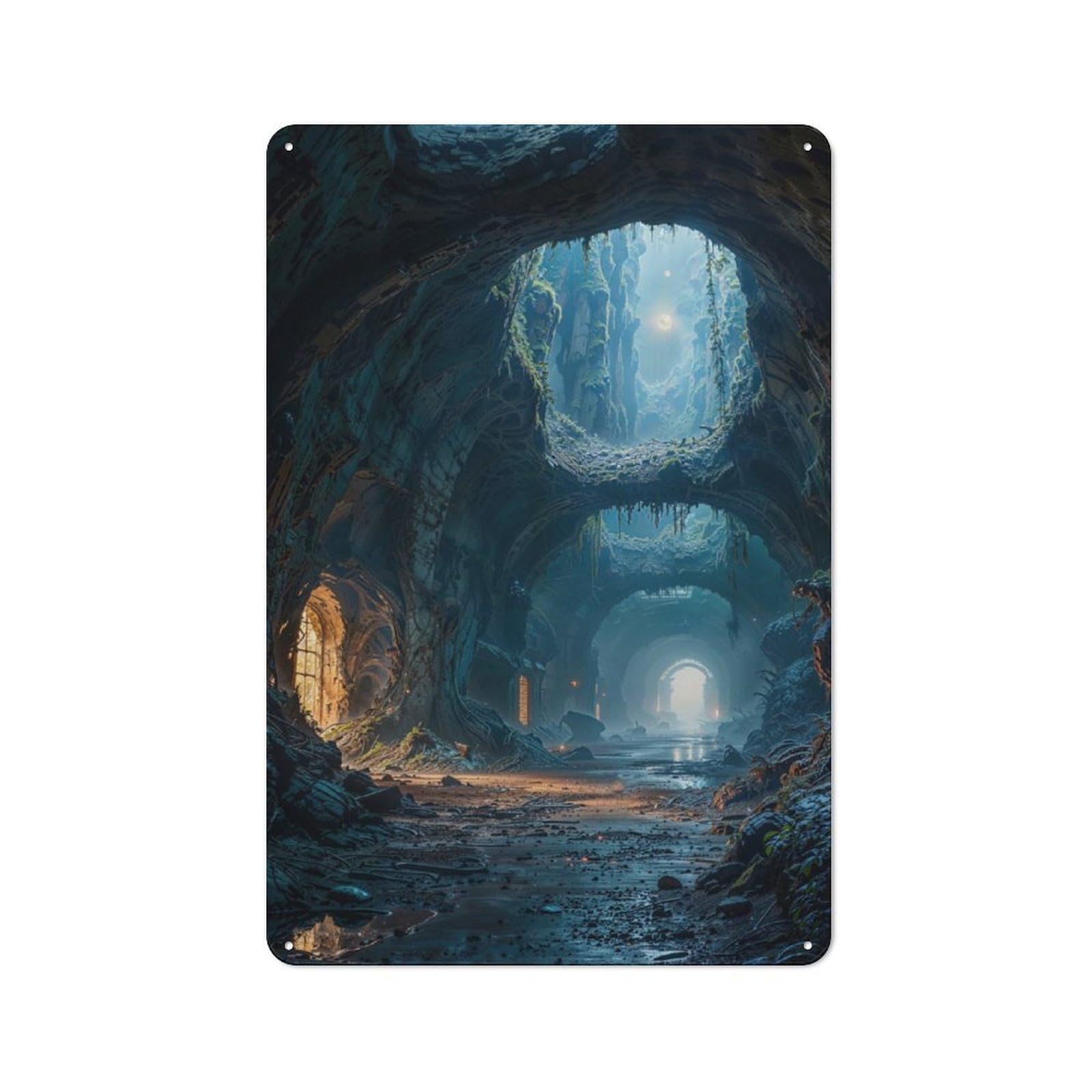 Junmoney Mystical Cave Entrance Vintage Tin Sign 30X20cm With For Kitchen Or Home Bar, For Metal Sign Collectors, For Kitchen And Home Bar Decor