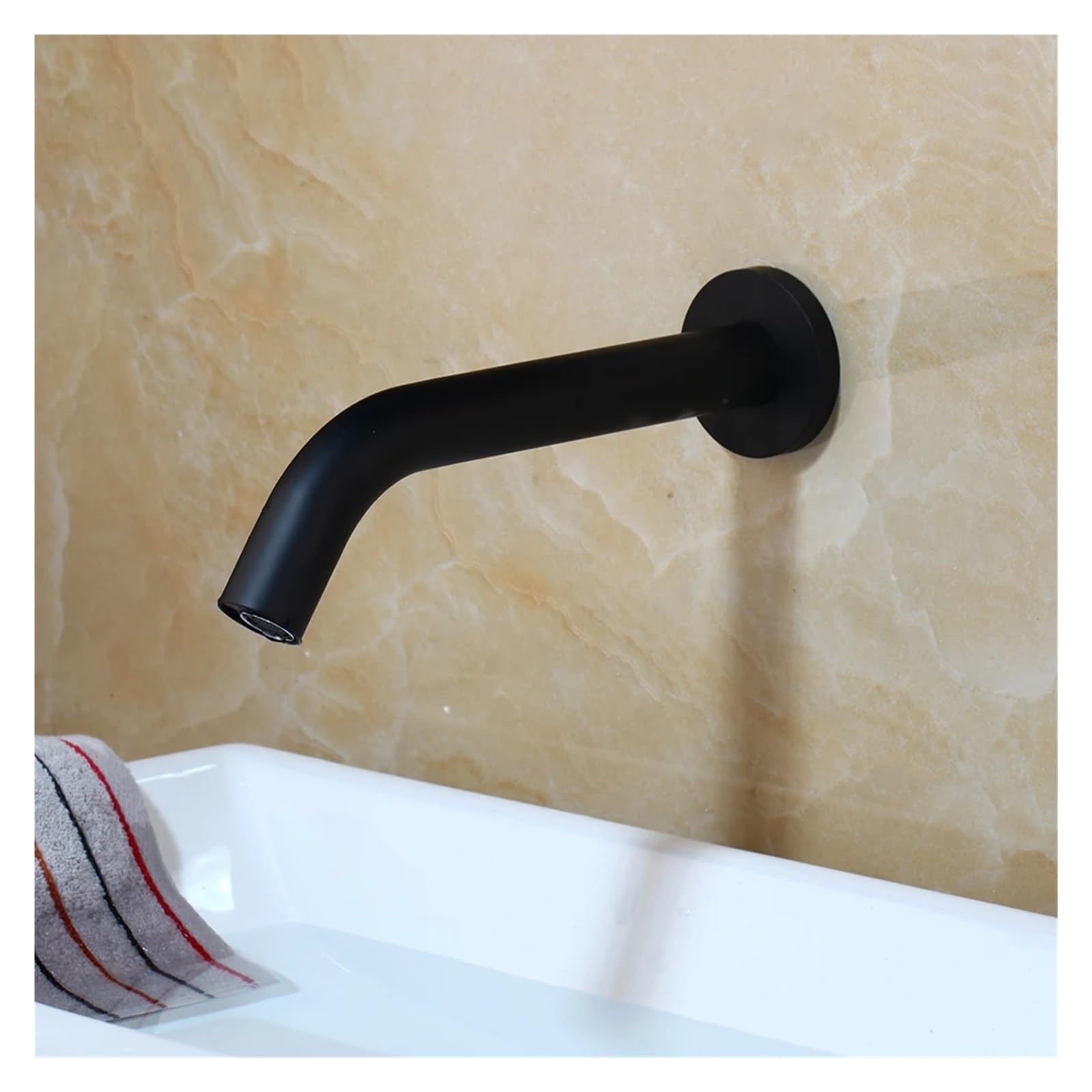 Rubinetto Senza Contatto Rubinetti a Parete con sensore Automatico Rubinetto Miscelatore Caldo/Freddo a Mani libere Rubinetto for Bagno(B1ack)
