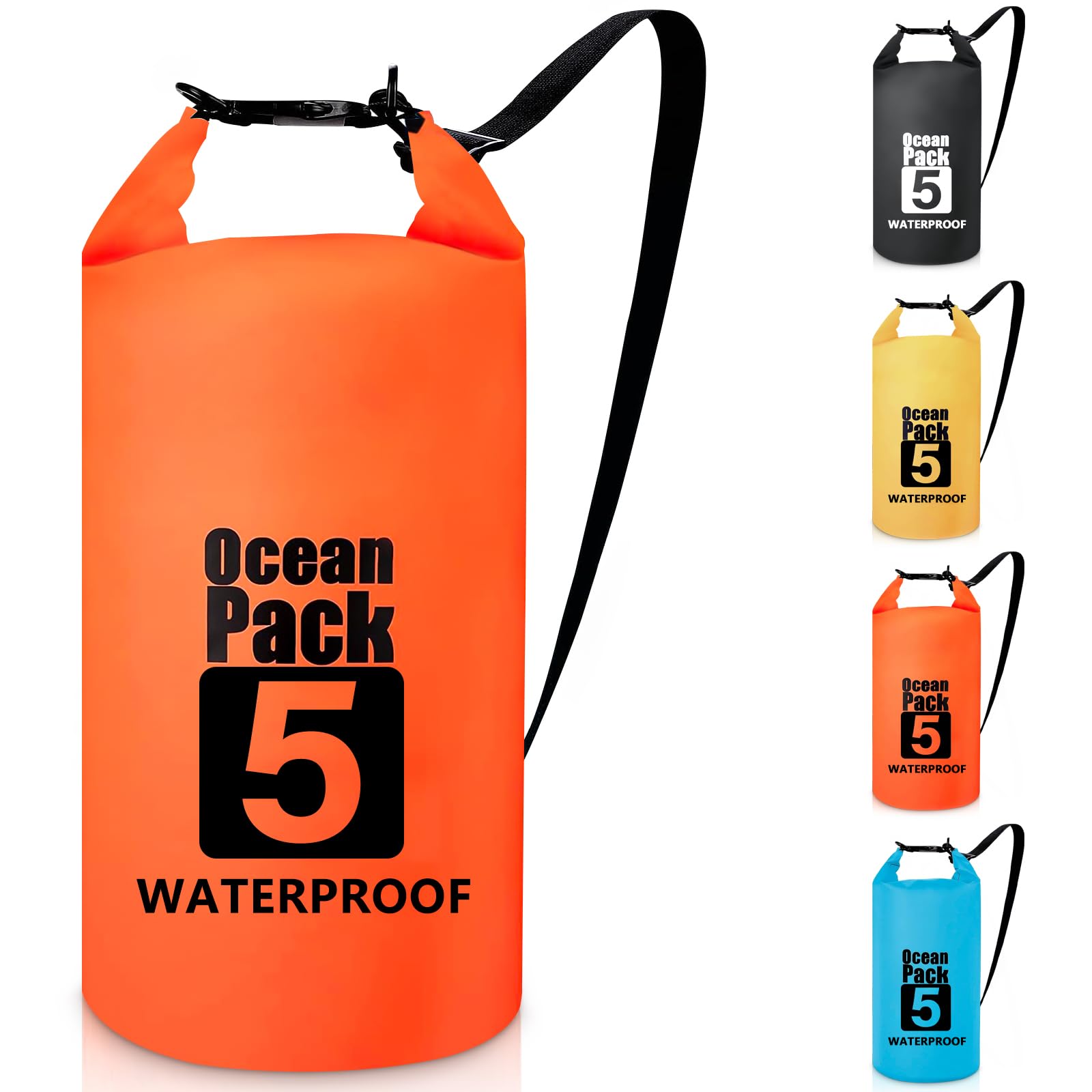 POPOYU Borsa Impermeabile 10L – Zaino Waterproof In PVC 500D Con Tracolla, Per Sport Acquatici, Pesca, Kayak