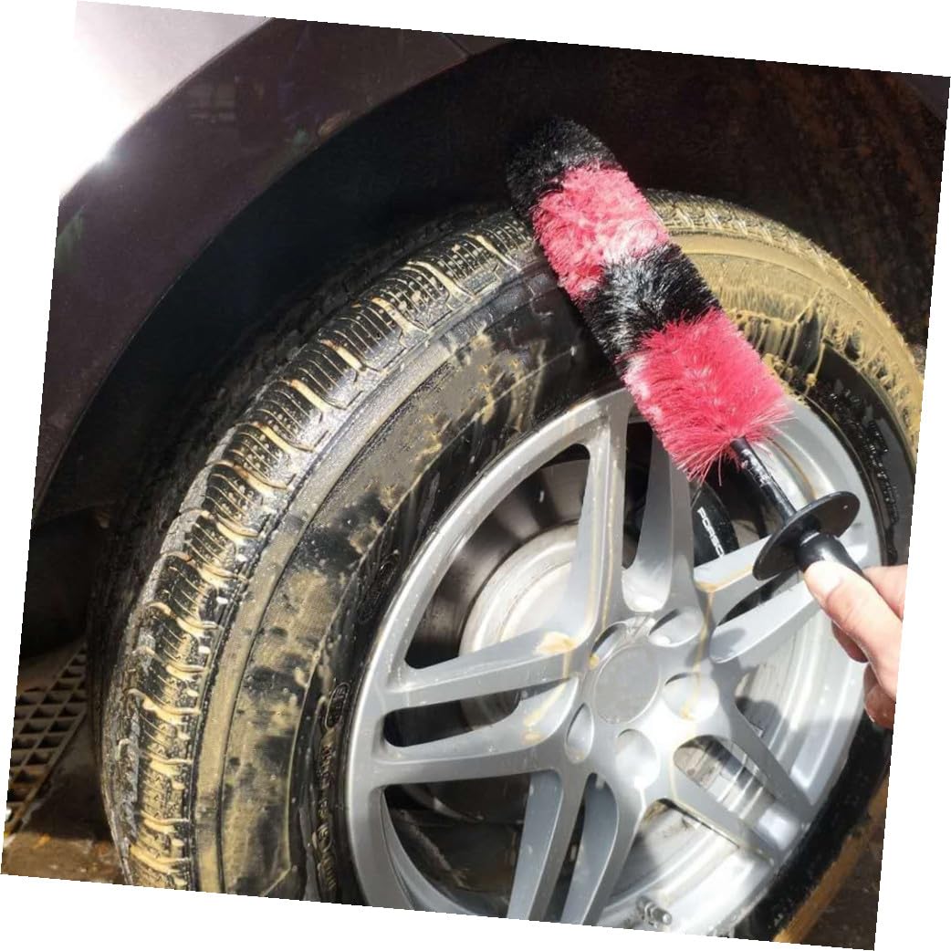 Anneome 2pezzi Spazzola per Cerchi Auto Pulizia Cerchioni e Pneumatici Setole Lunghe Pp e PE Multiuso per Ruote Terminali di Scarico
