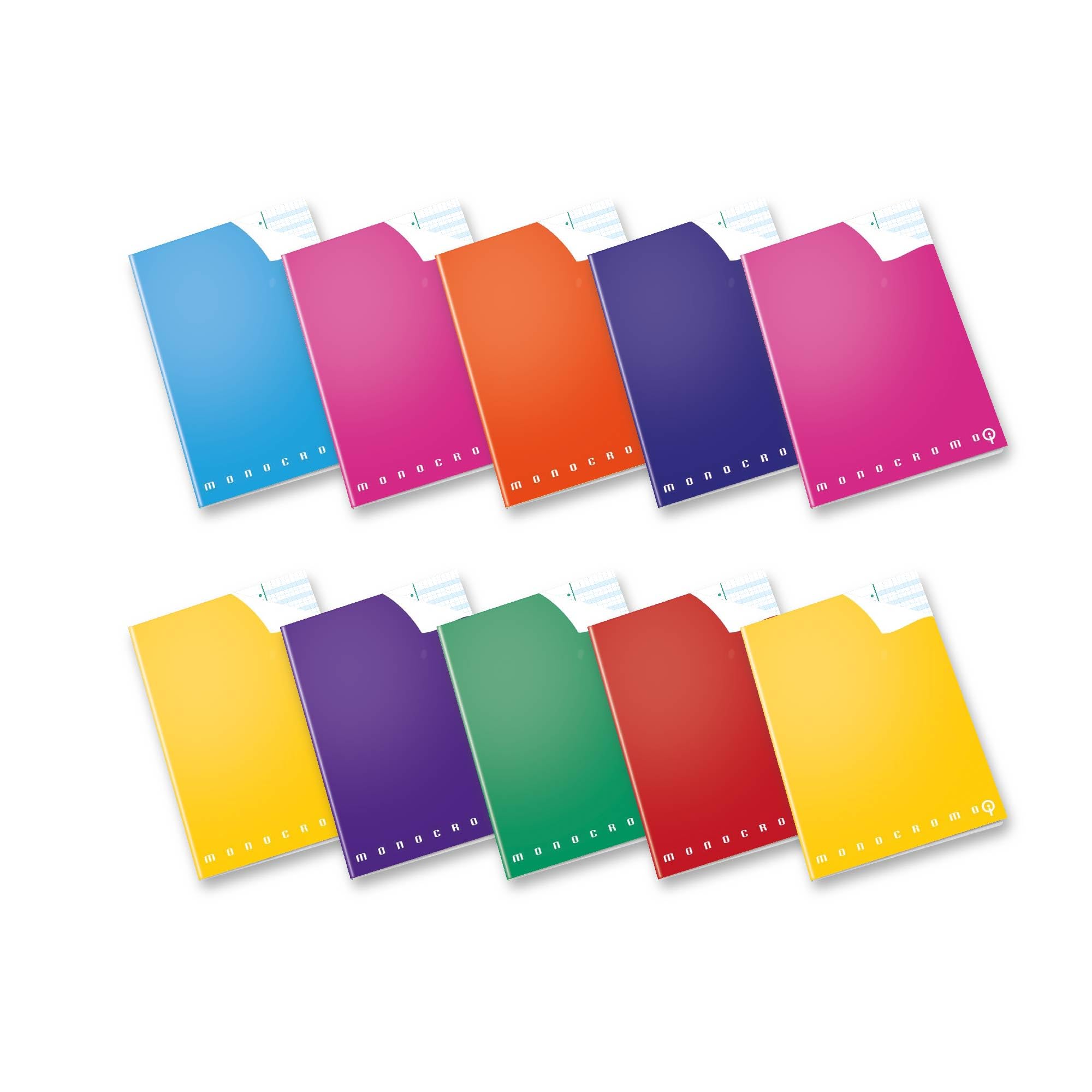 Pigna, Maxi Monochrome Qi Notebook, Useful for Dyslexia Dyslexia Dysorthography Disaculia, Internal Q2, 5 mm Square, Pack of 10